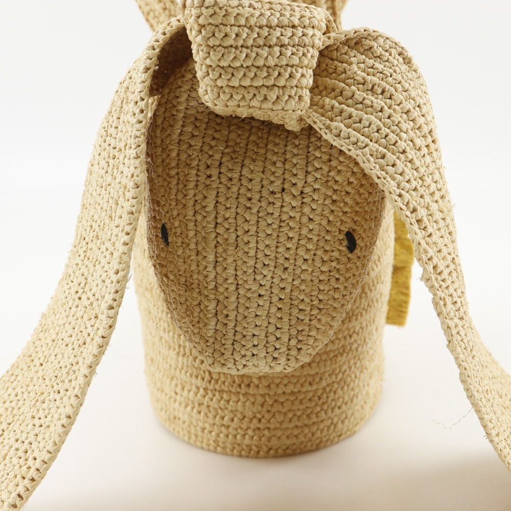 Loewe Bunny Basket Handbag, A223S17X01, Raffia x Calfskin, Made in Madagascar... - Picture 9 of 16